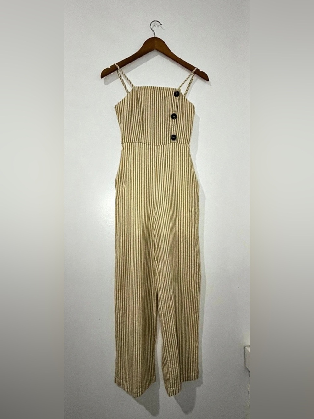 Altar’d state Striped Wide Leg Jumpsuit in Yellow & White